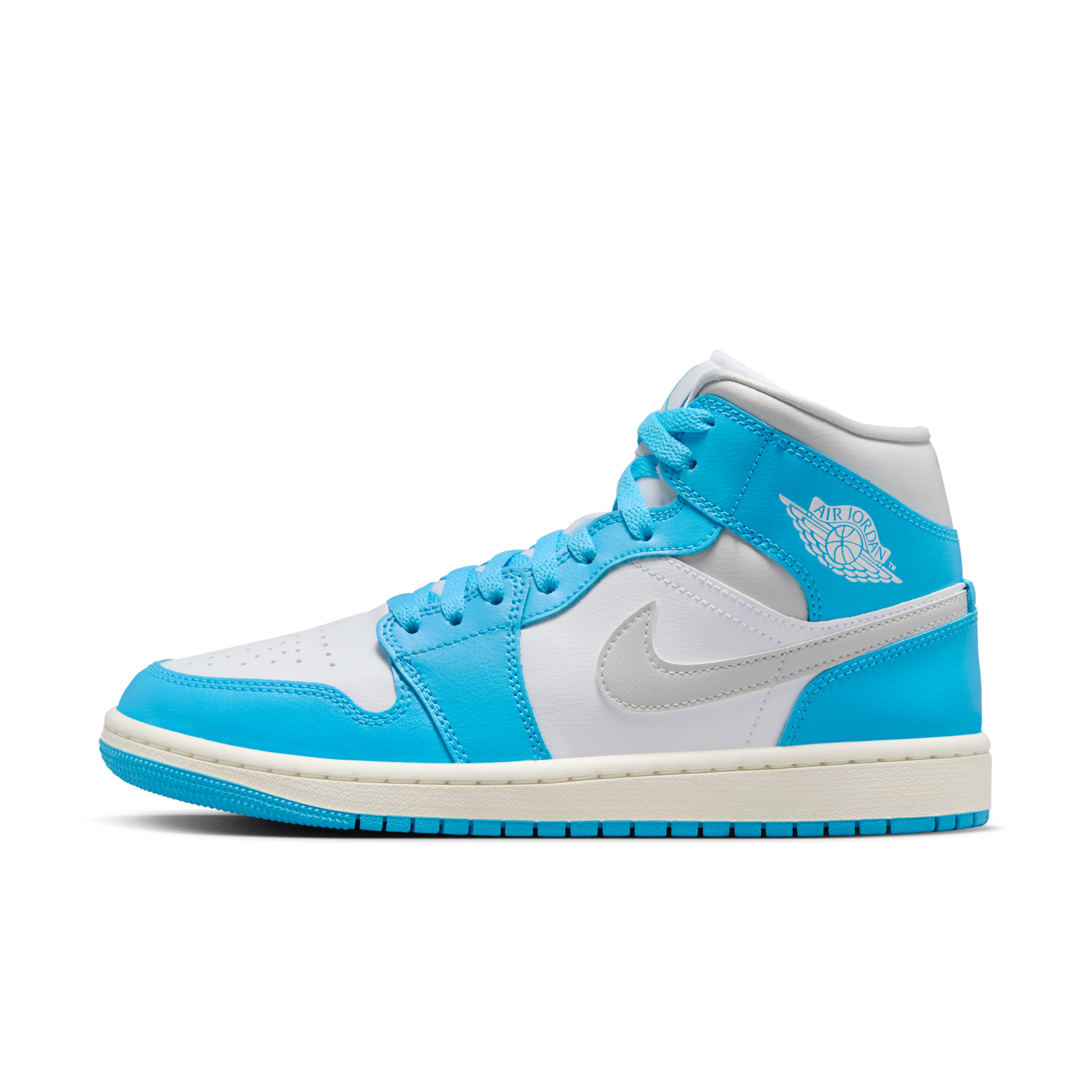女鞋 NIKE W AIR JORDAN 1 MID 藍灰白 中筒 緩震 皮革 休閒鞋【BQ6472-400】AJ1 AJ1OG