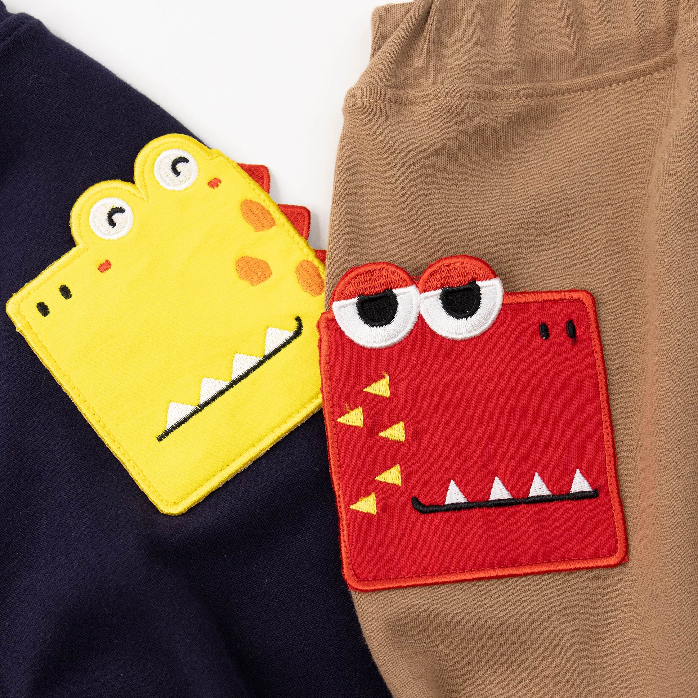 范侖鐵諾【32557】逗趣鱷魚表情口袋設計長褲＊二色