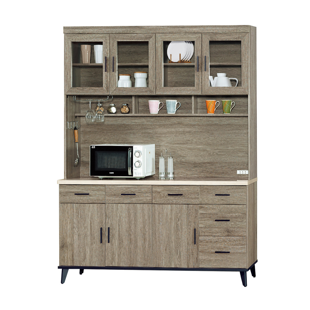 艾克森5.3尺仿石面收納餐櫃/碗盤櫃(全組)