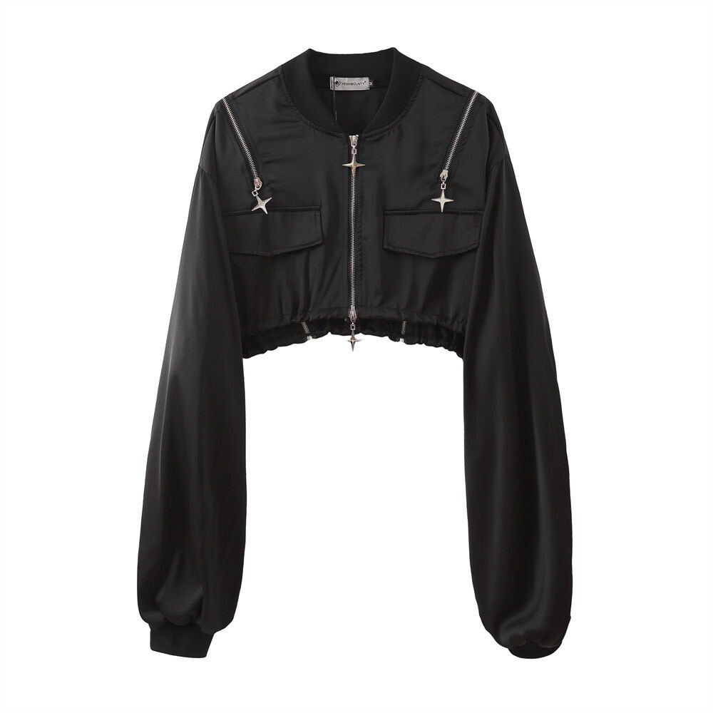 拉鍊十字短版外套