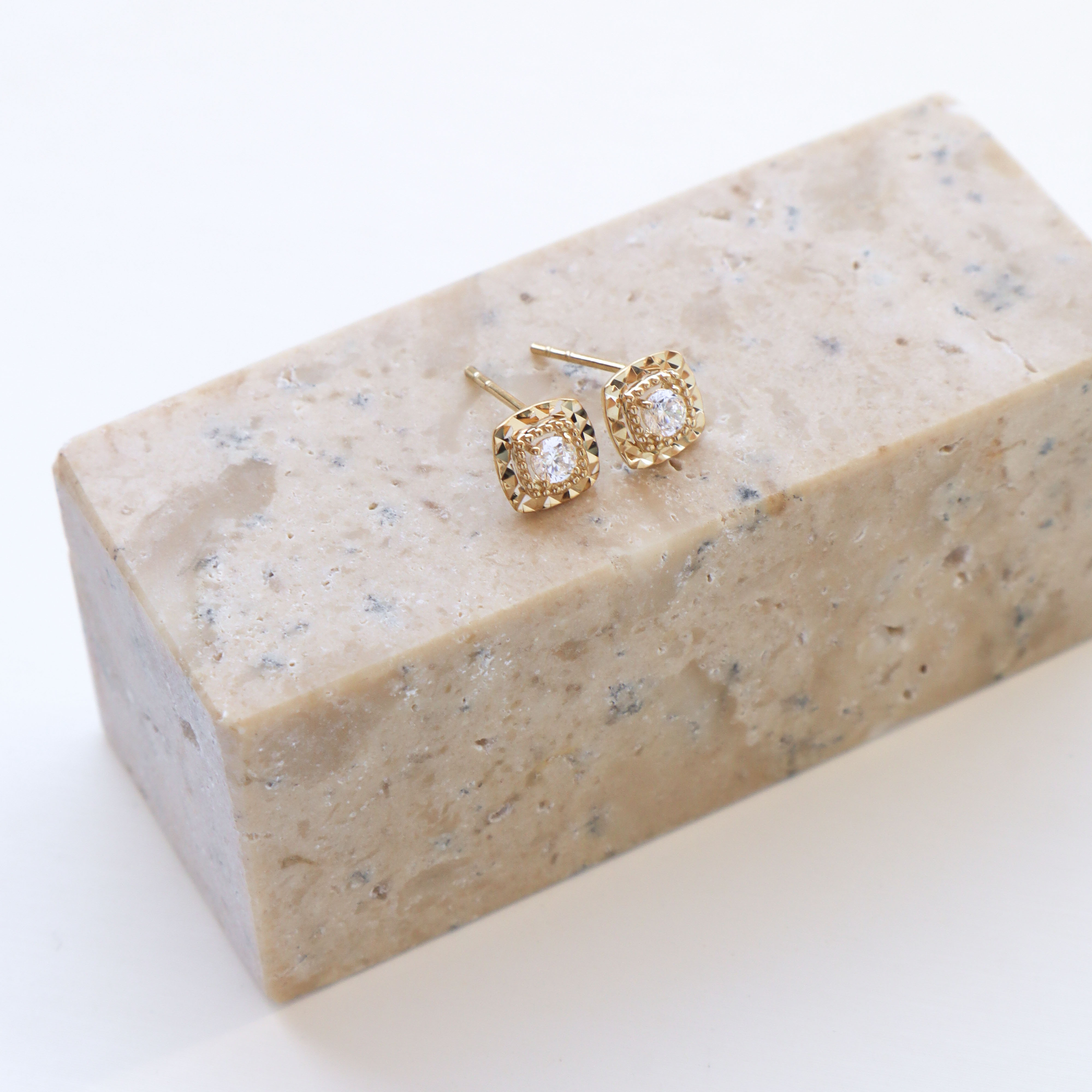 10K/菱紋格影耳環