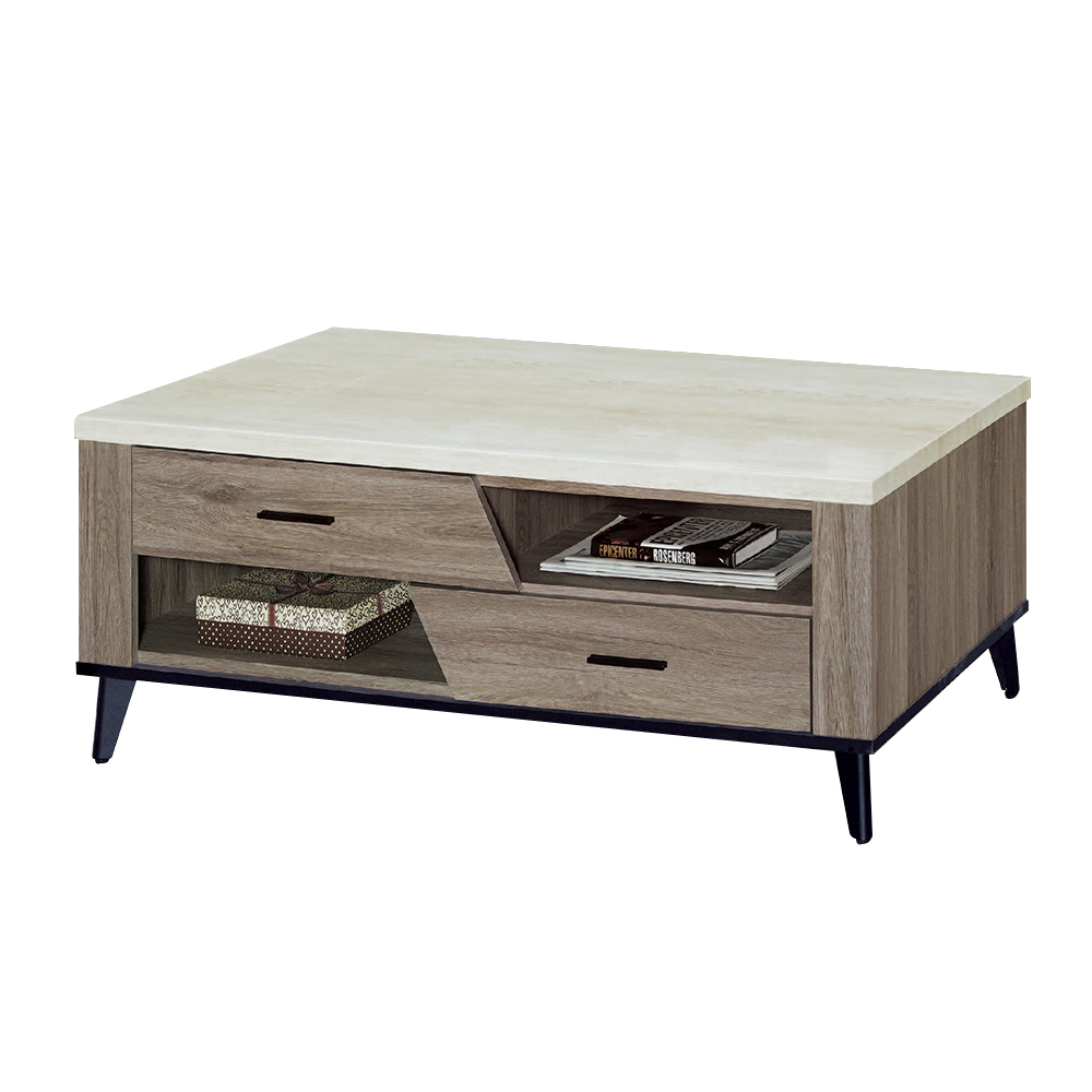 艾克森4.3尺二抽仿石面大茶几