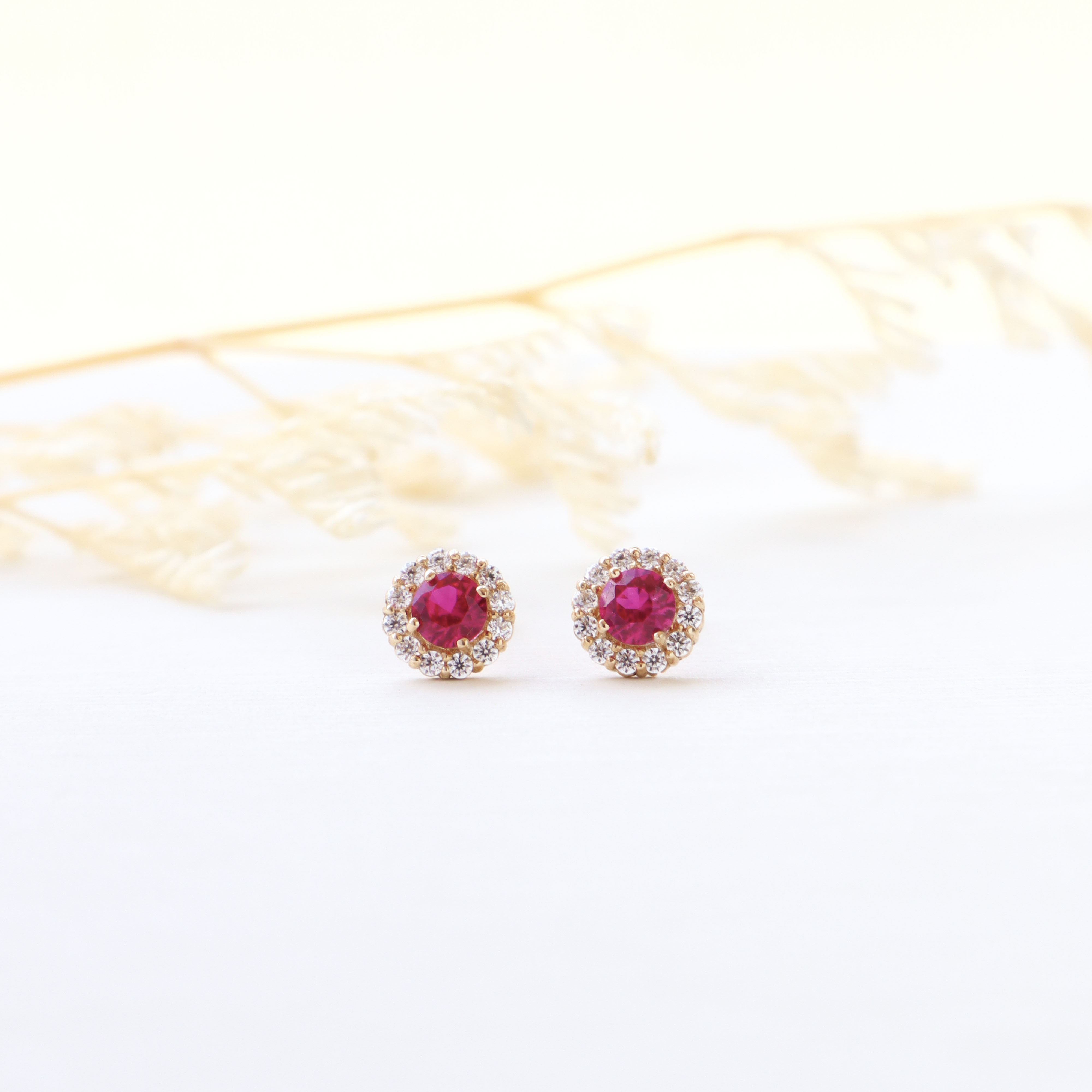 10K/緋紅之心耳環