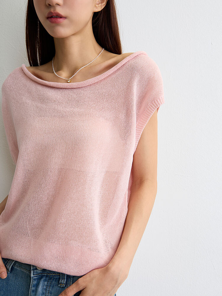 OH!HER 領口捲邊晴晴紗無袖上衣