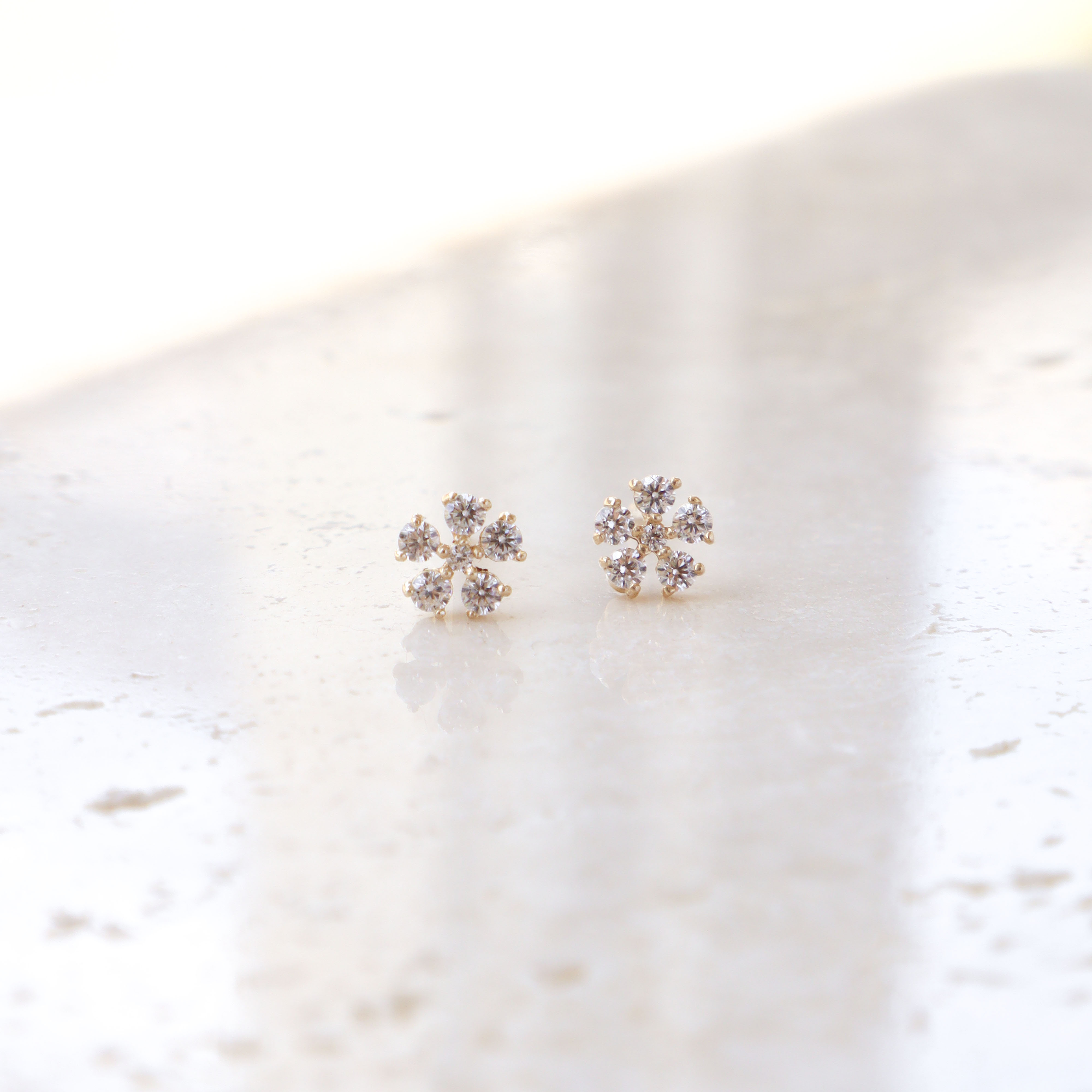 10K/純潔白花耳環