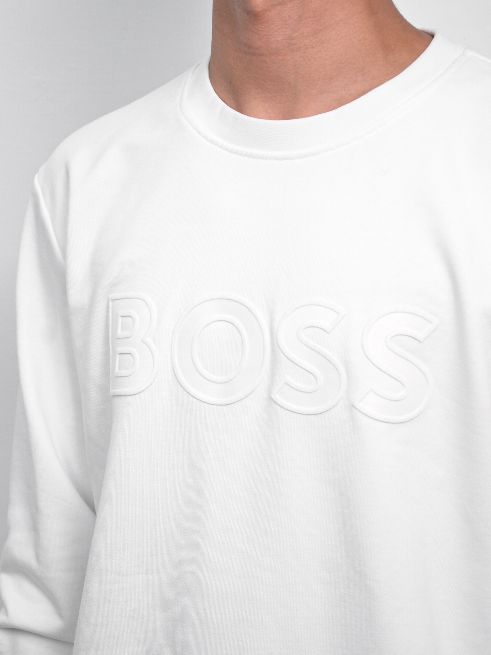 BOSS Sweatshirt 植絨LOGO大學T 黑/白【50524360】