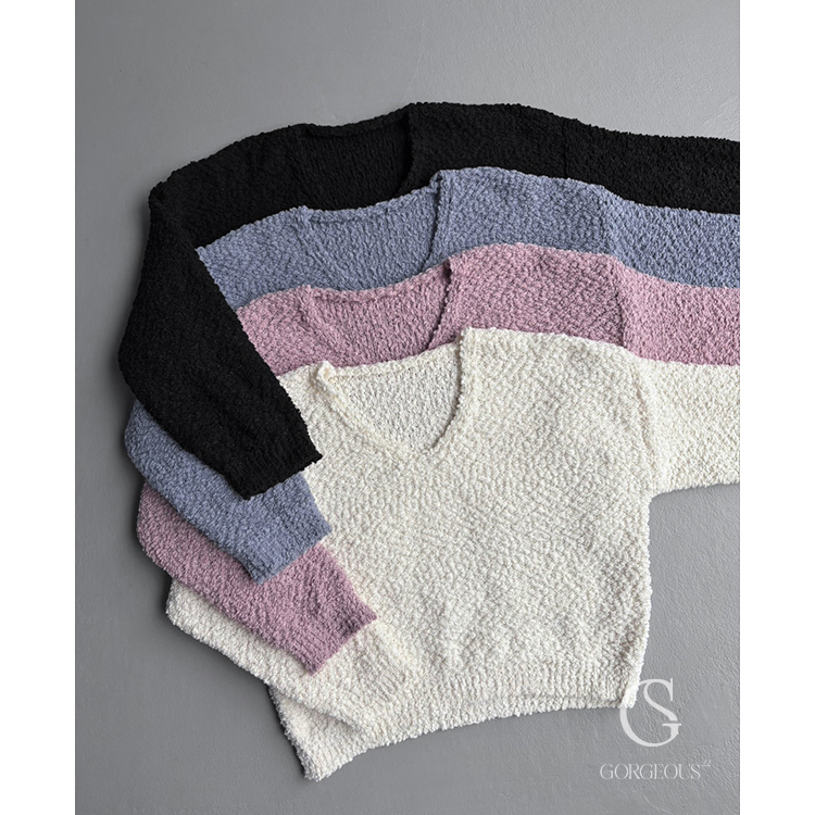 D48 現貨「V領軟糯糯長袖毛衣」