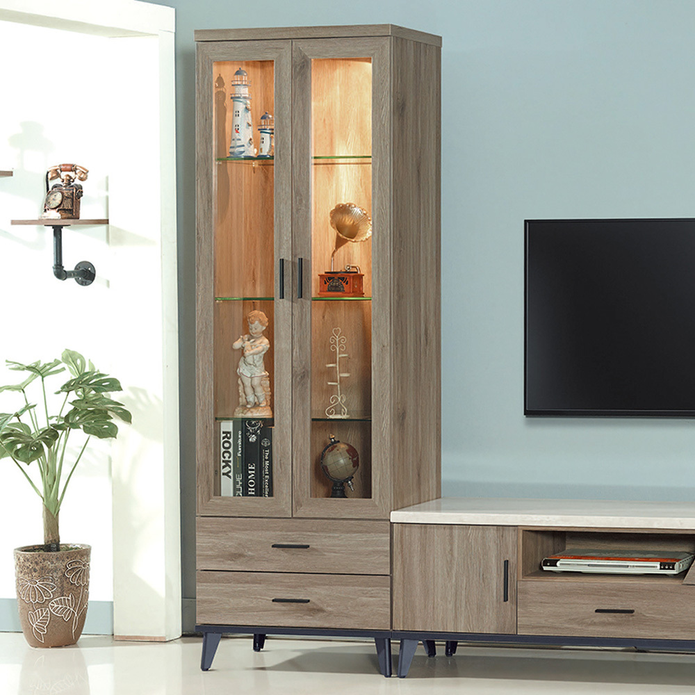 艾克森2尺二門二抽展示櫃/置物收納櫃