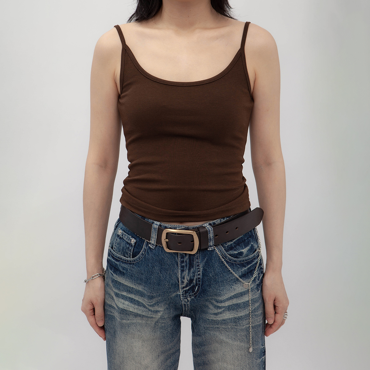 修身抽繩露背背心