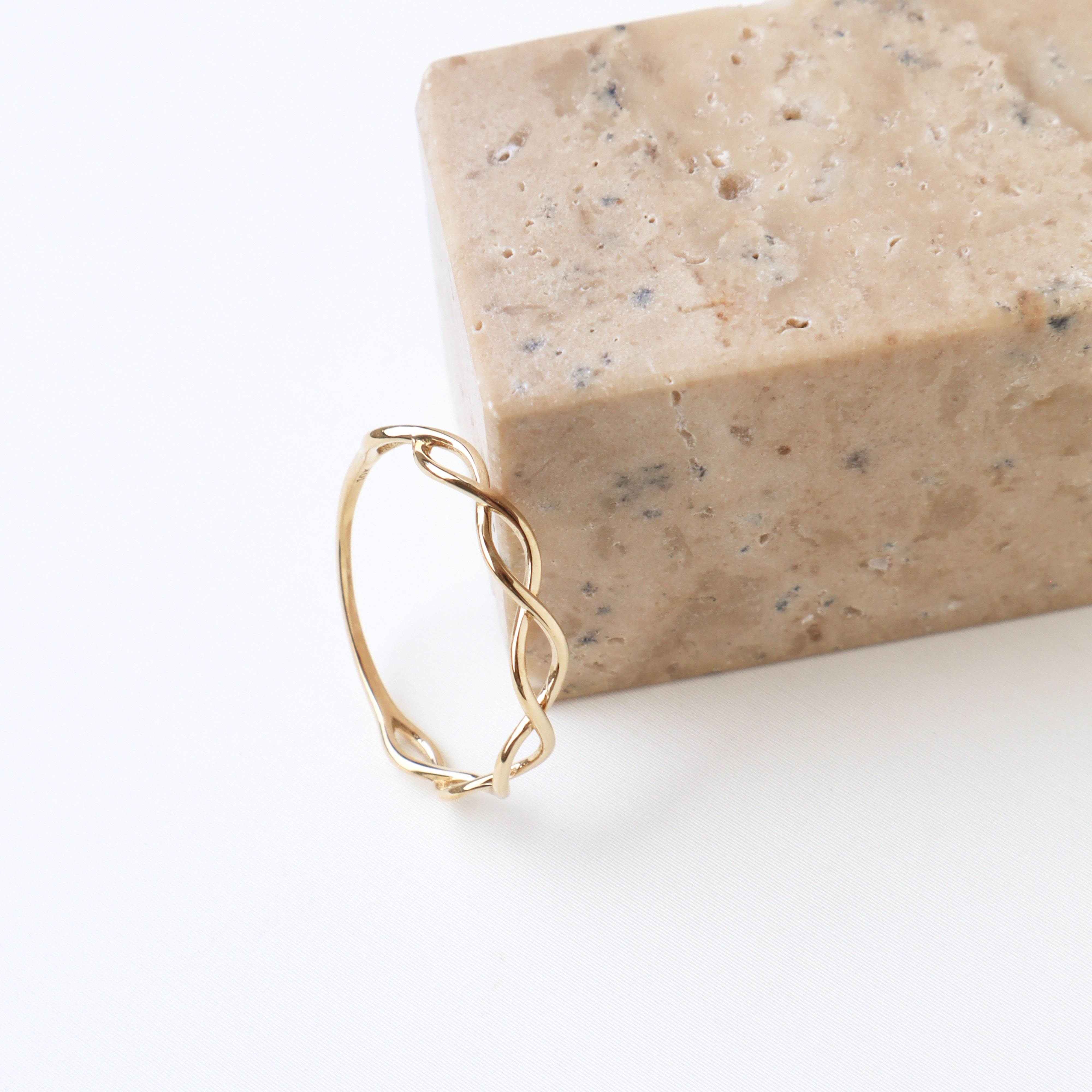 10K/交錯環圈素面戒指