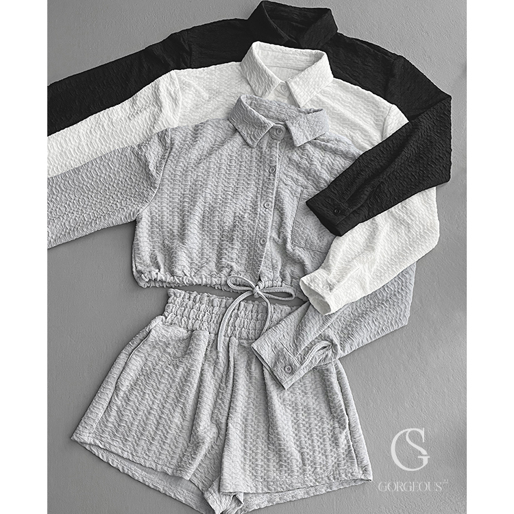 D90 現貨「 雲層系襯衫+短褲SET. 」