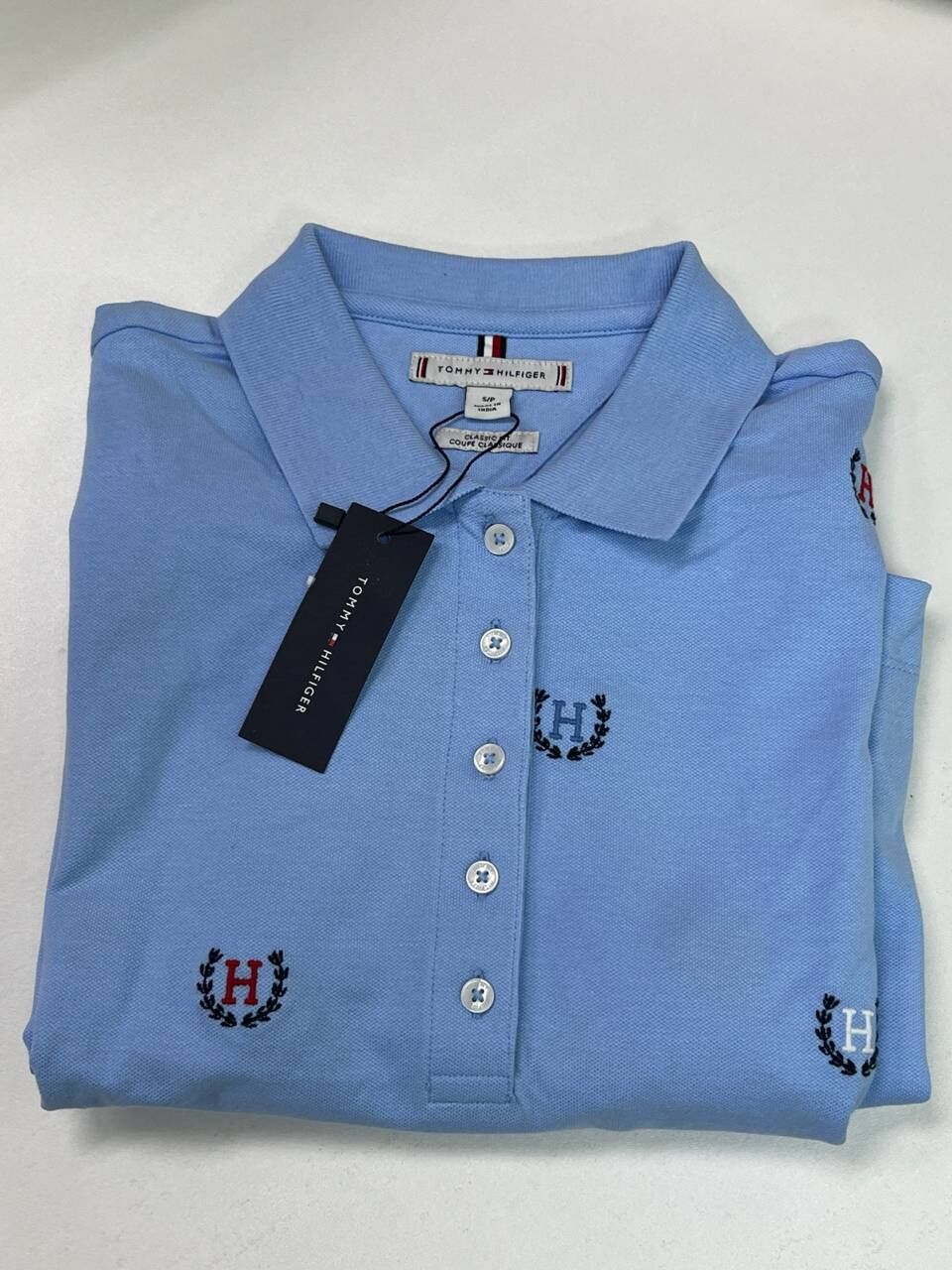 [S] TOMMY HILFIGER SKY BLUE H LOGO PK SHORT SLEEVE, XW04959-401 (STH1430)