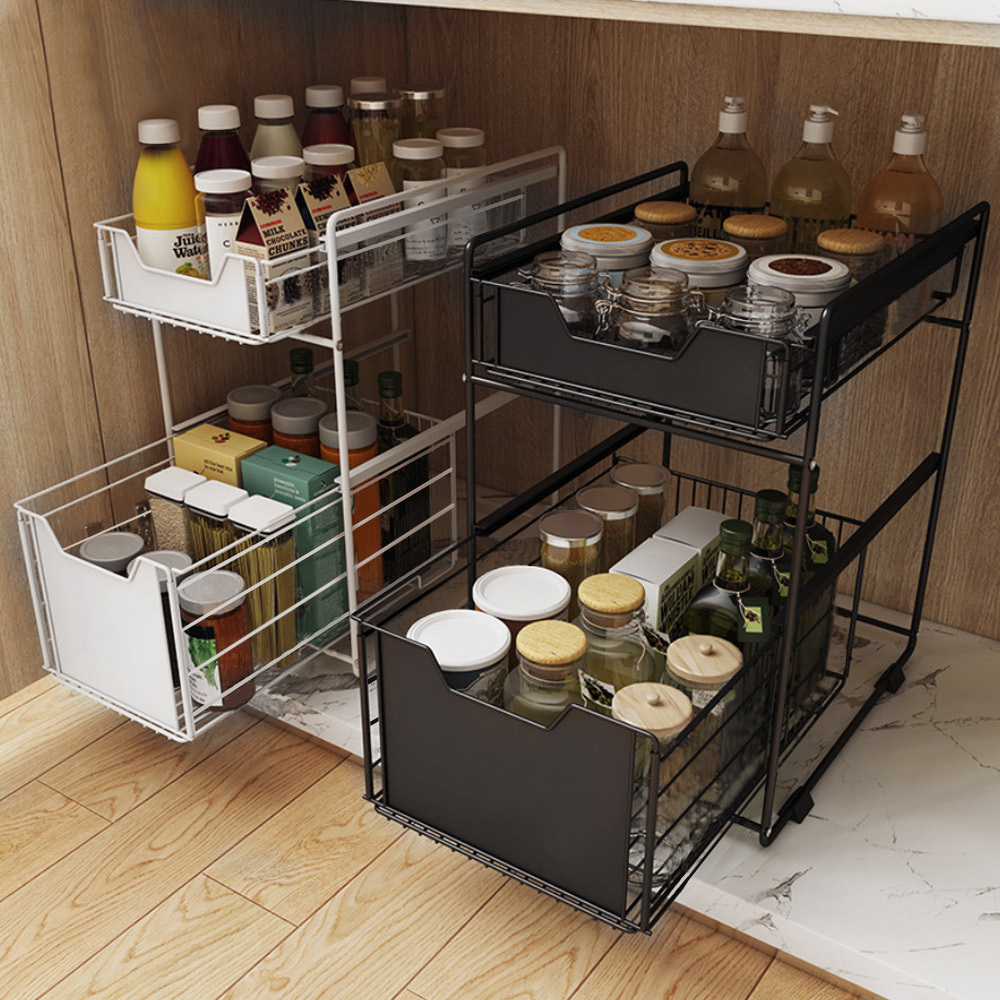 【AOTTO】多功能廚房浴室抽屜置物架 收納架(下水槽收納架 置物架)(KC-004)