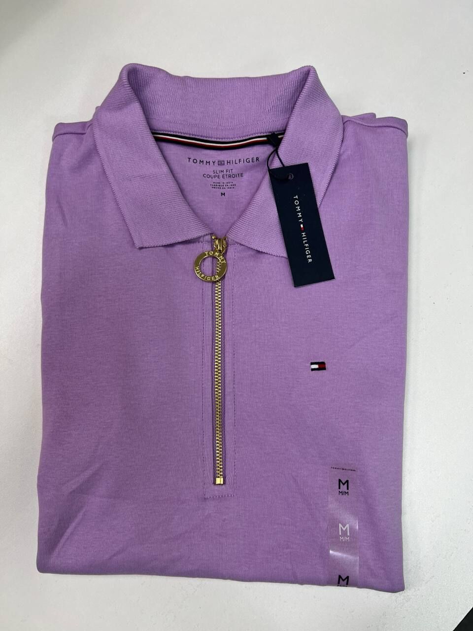 [S] TOMMY HILFIGER PURPLE SLIM FIT ZIP POLO, 76J1536-502 (STH1432)
