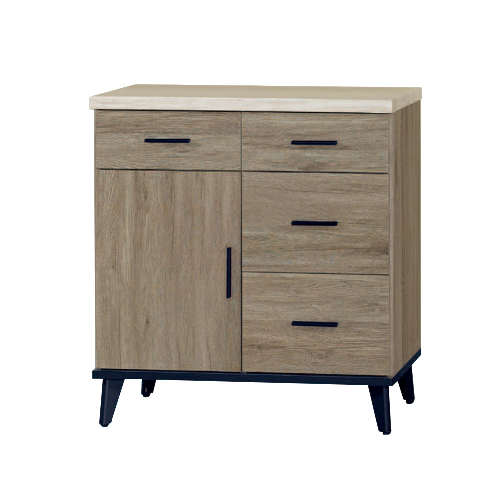 艾克森2.7尺仿石面收納餐櫃/碗盤櫃(下座)