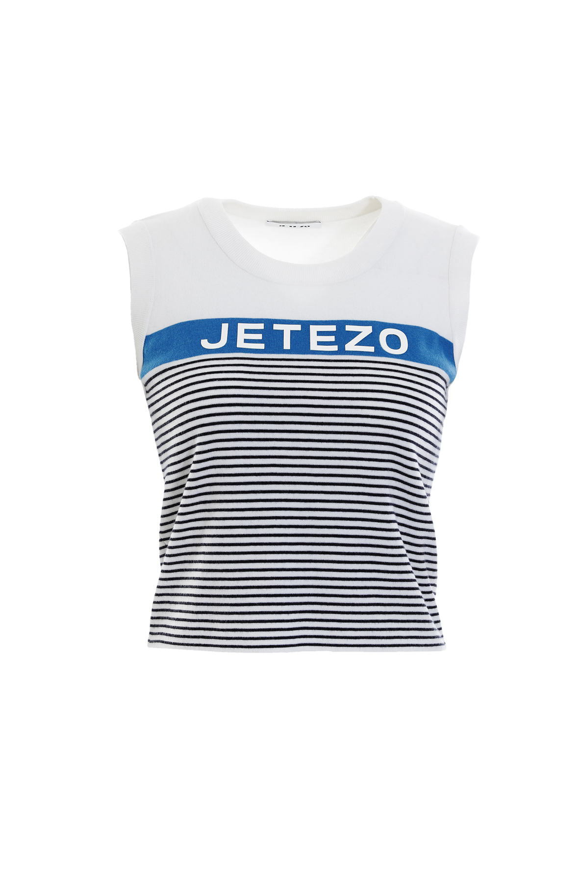 BC15206F1 馬洛雷藍彈力條紋羊毛衫運動背心