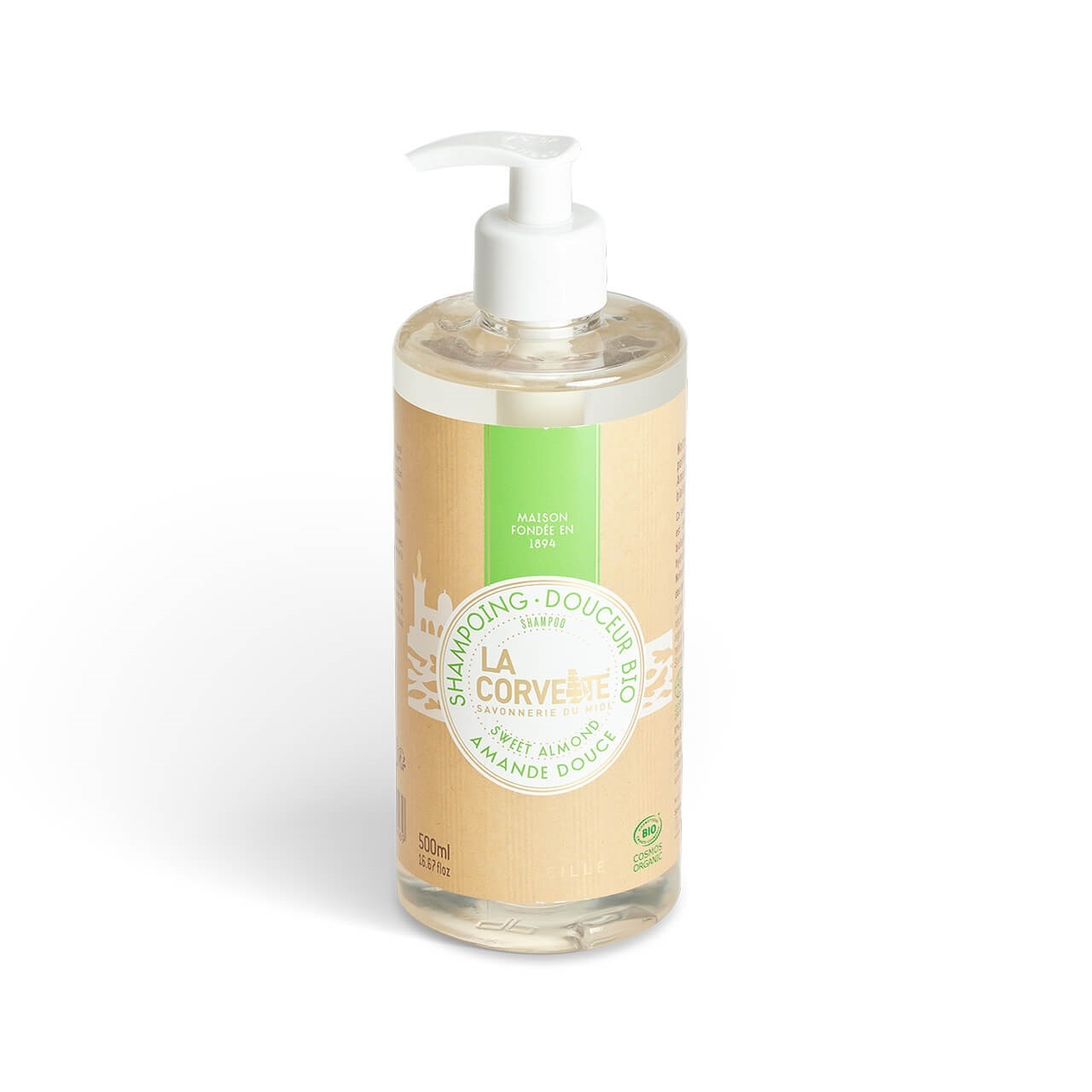 La Corvette l 3合1 [ 沐浴.洗髮.潔顏 ] 有機液體皂500ml - 甜杏