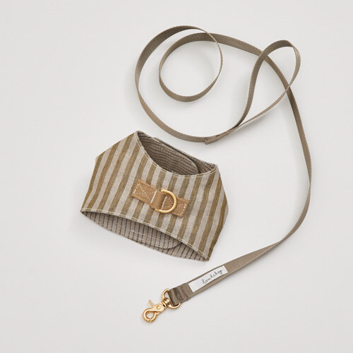 Louisdog 散步去胸背/卡其條紋