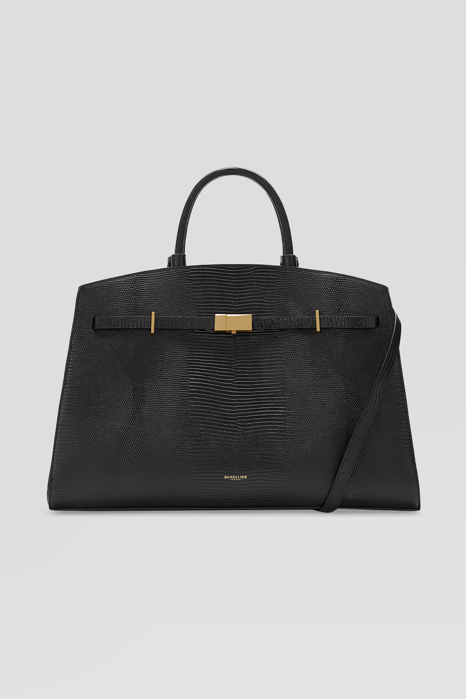 DeMellier｜HUDSON 真皮壓紋金釦梯形手提包