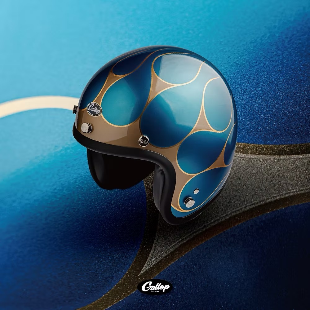 GALLOP '月火' 設計款 金箔火焰【海洋藍】 3/4罩式