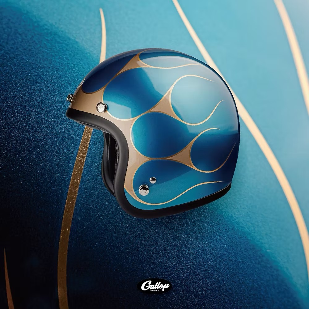 GALLOP '月火' 設計款 金箔火焰【海洋藍】 3/4罩式