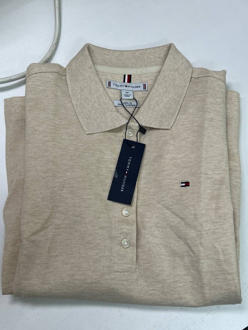 [S] TOMMY HILFIGER BEIGE SLIM FIT POLO DRESS, 76J4866-280 (STH1437)
