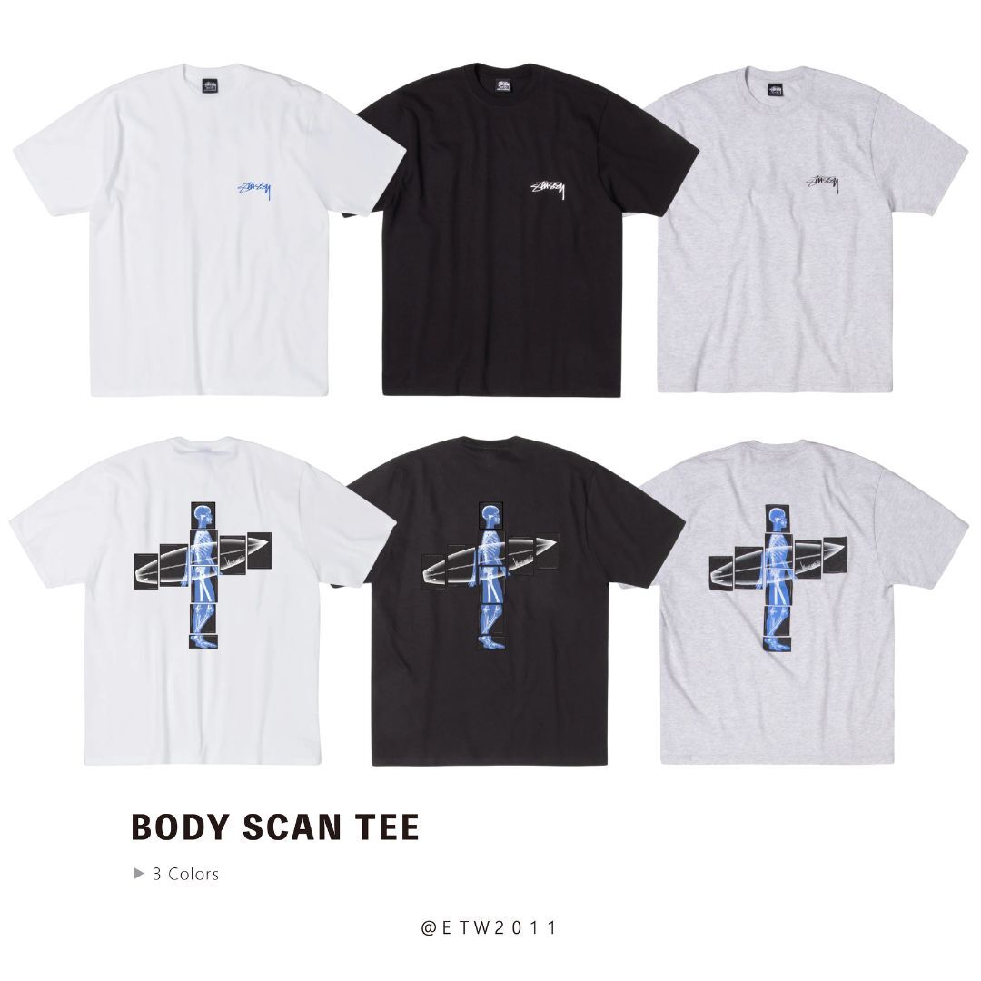 ☆ETW☆【EASY TO WEAR】Stussy 25FW BODY SCAN TEE 衝浪手 X光 骨頭 掃描 短T