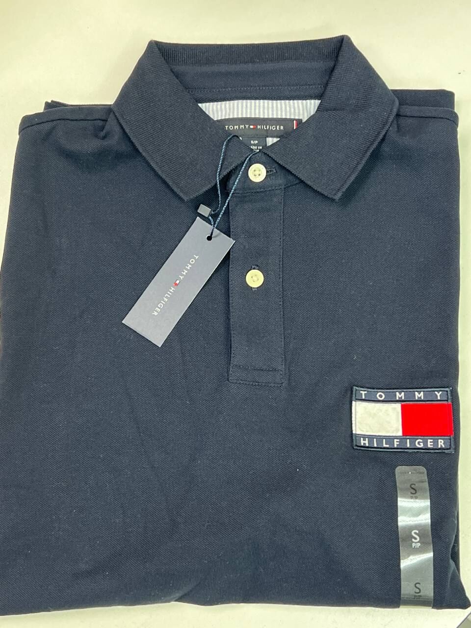 [S] TOMMY HILFIGER NAVY REGULAR FIT BIG LOGO PATCH STRECH MESH POLO, XM04381-400 (STH1438)