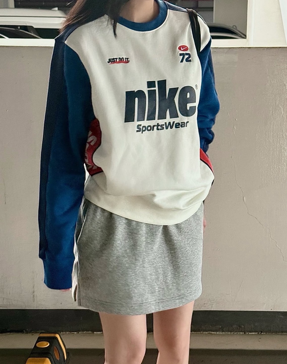 【Luxury】 NIKE 長袖上衣 賽車造型 拼接風 NSW CLUB CREW FT CIRCUIT 白藍  米白 HQ4949-133 HQ4949-129 棉質