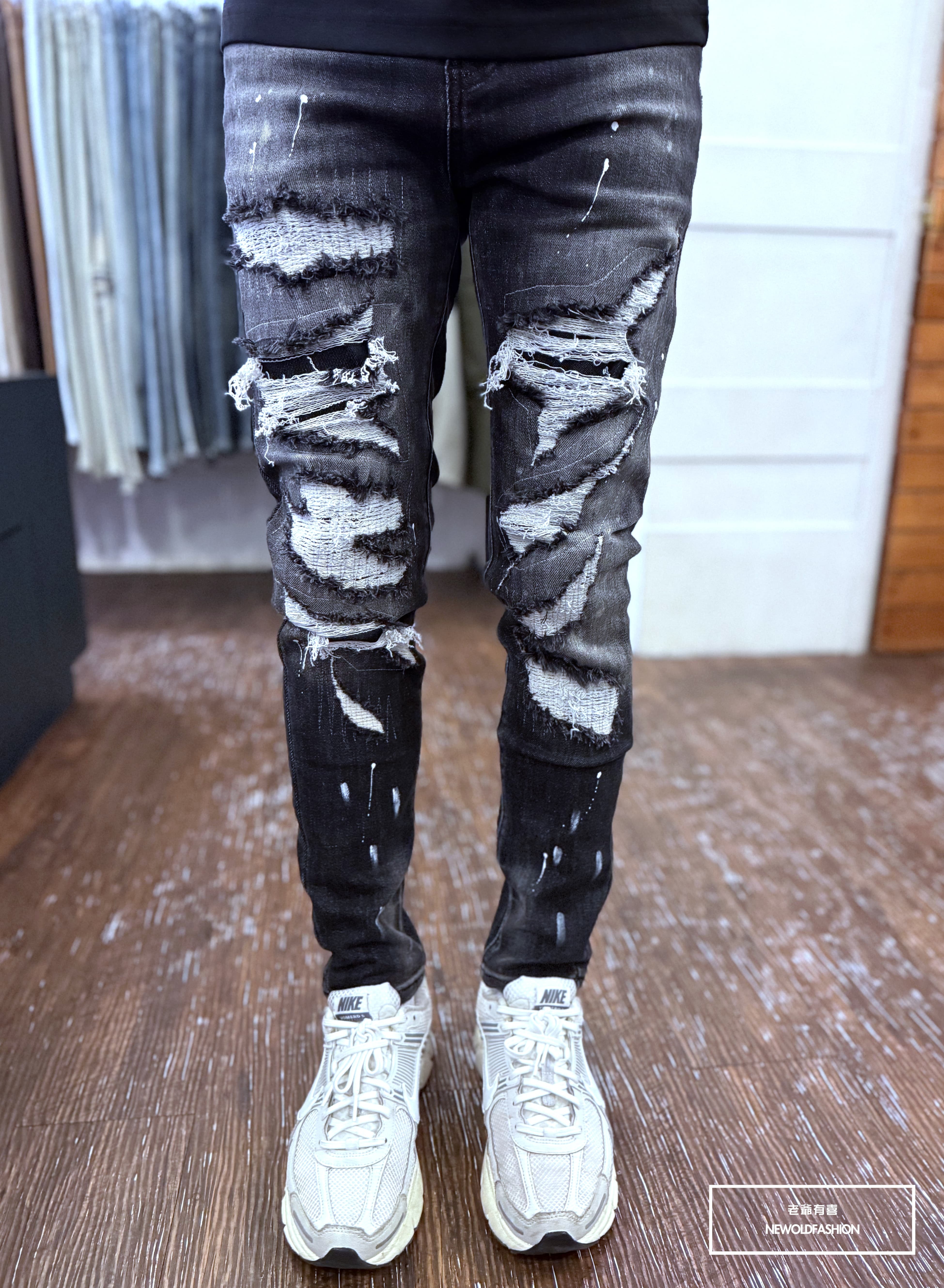 『官網限定』重磅多重破壞白漆小直筒褲(NOF25081099)