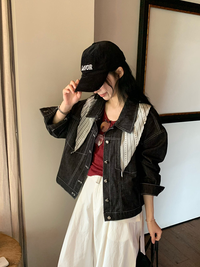 秋  率性爆棚牛仔外套(附絲巾)-預購優惠價