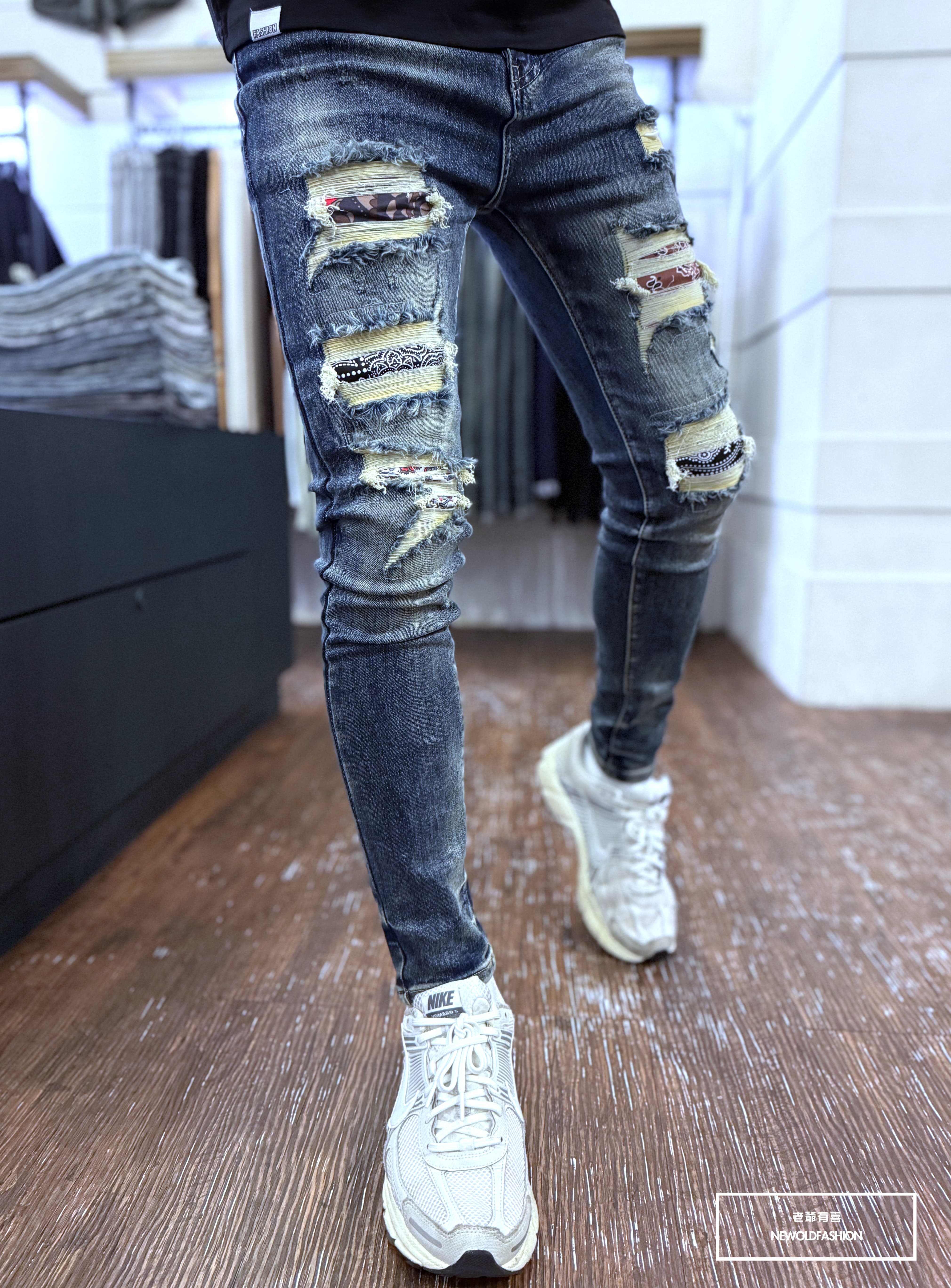 『官網限定』重磅異材質變形蟲破壞小直筒褲(NOF25081063)