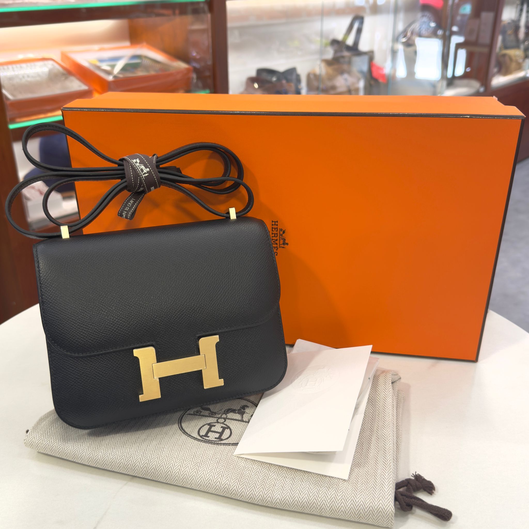 全新HERMES MINI CONSTANCE  K刻 黑色磨砂金扣 EPSOM皮 89 NOIR GHW #BRAND NEW #香榭站正品