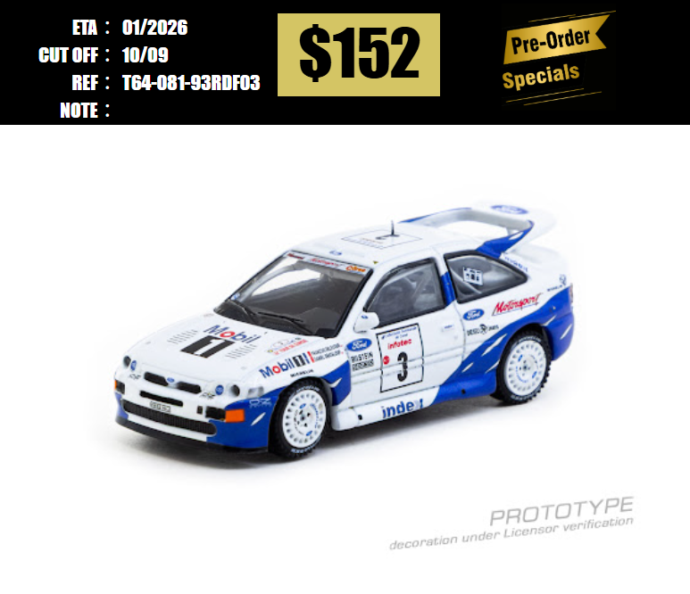 PO-$152 * TARMAC * 1:64 Ford Escort RS Cosworth Tour de Corse - Rallye de France 1993 Winner François Delecour / Daniel Grataloup [OD29/08]