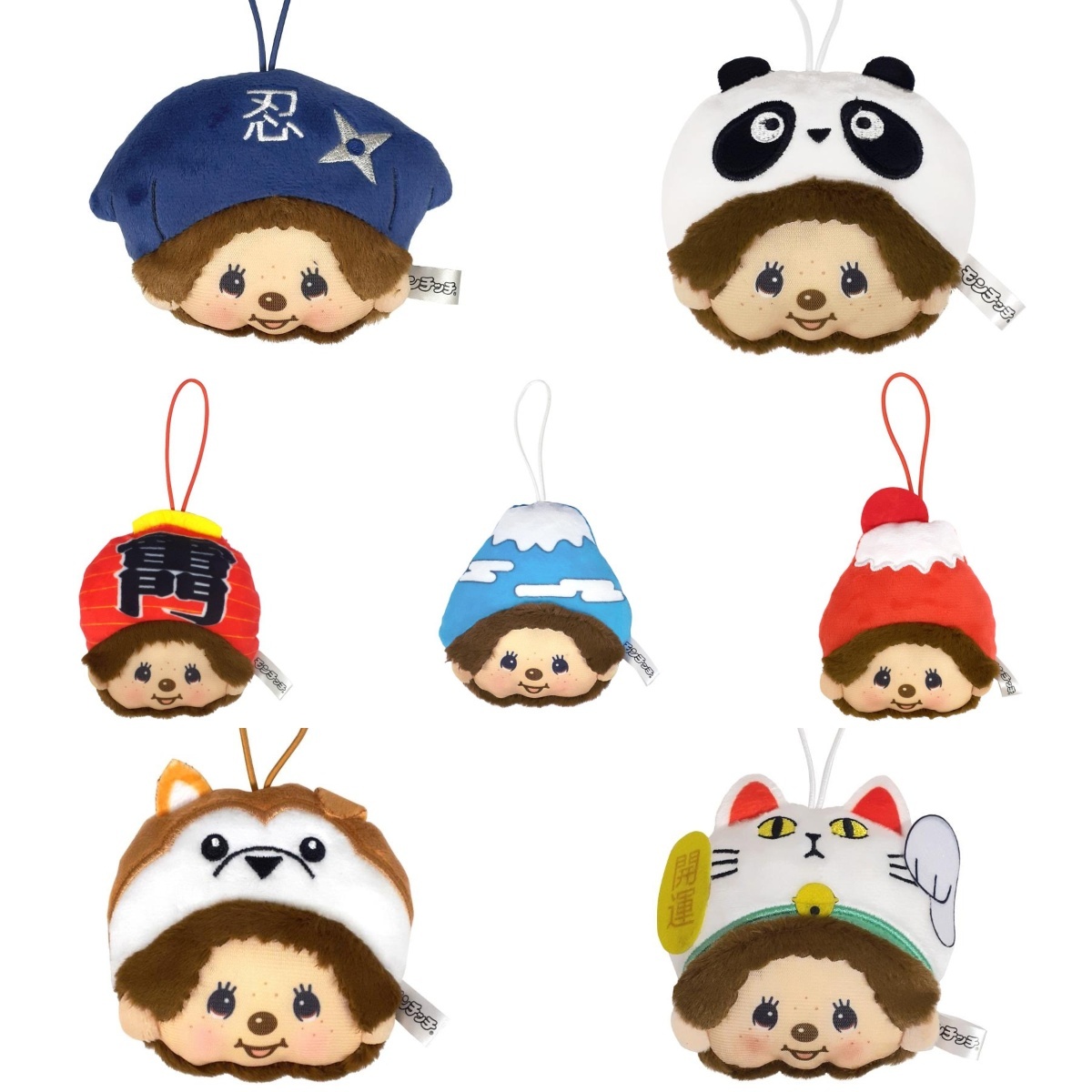 現貨┃日本地區限定 Monchhichi 夢奇奇 抹茶 章魚燒 忍者 熊貓 富士山 雷門 柴犬 招財貓  大頭 吊飾