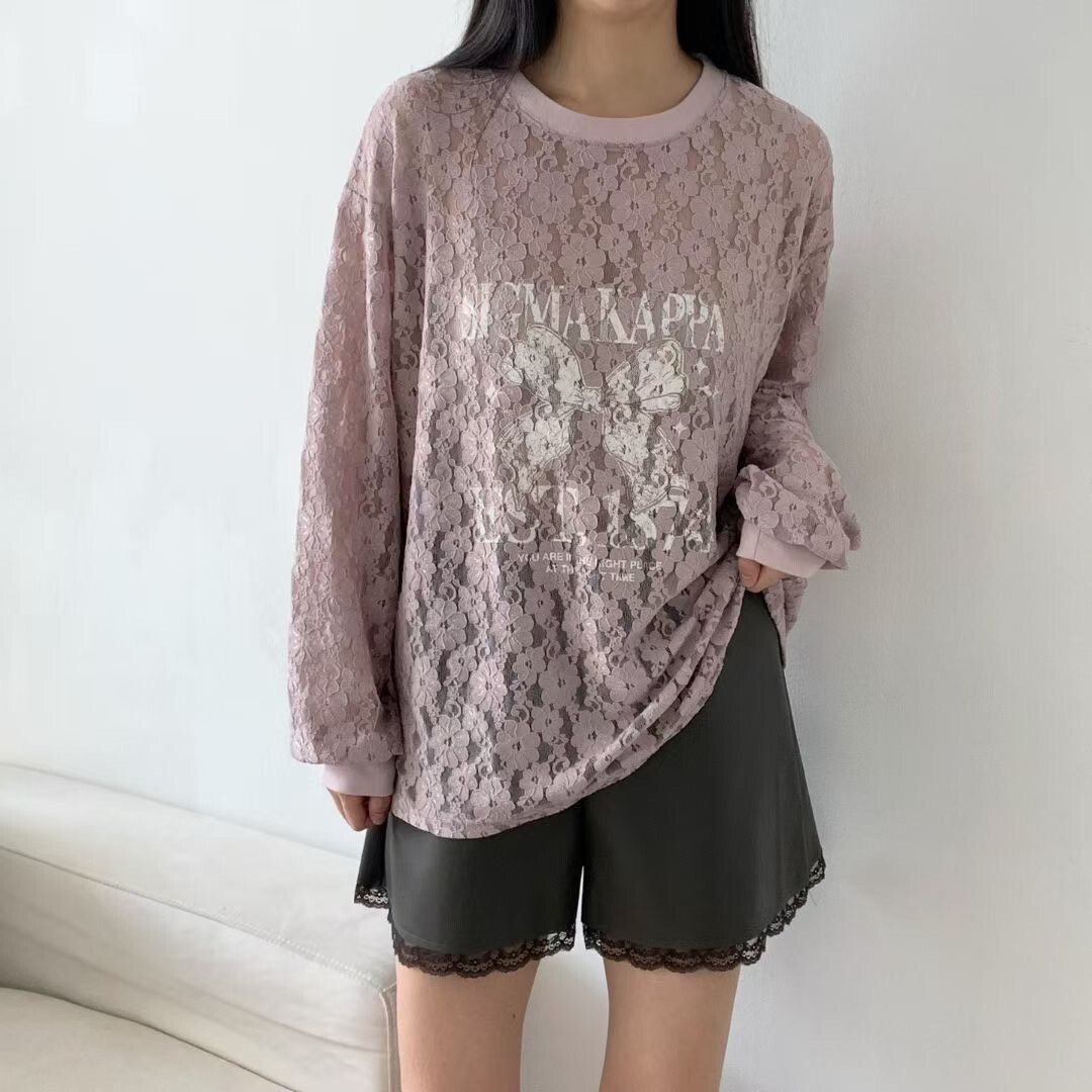 全花蕾絲長袖上衣