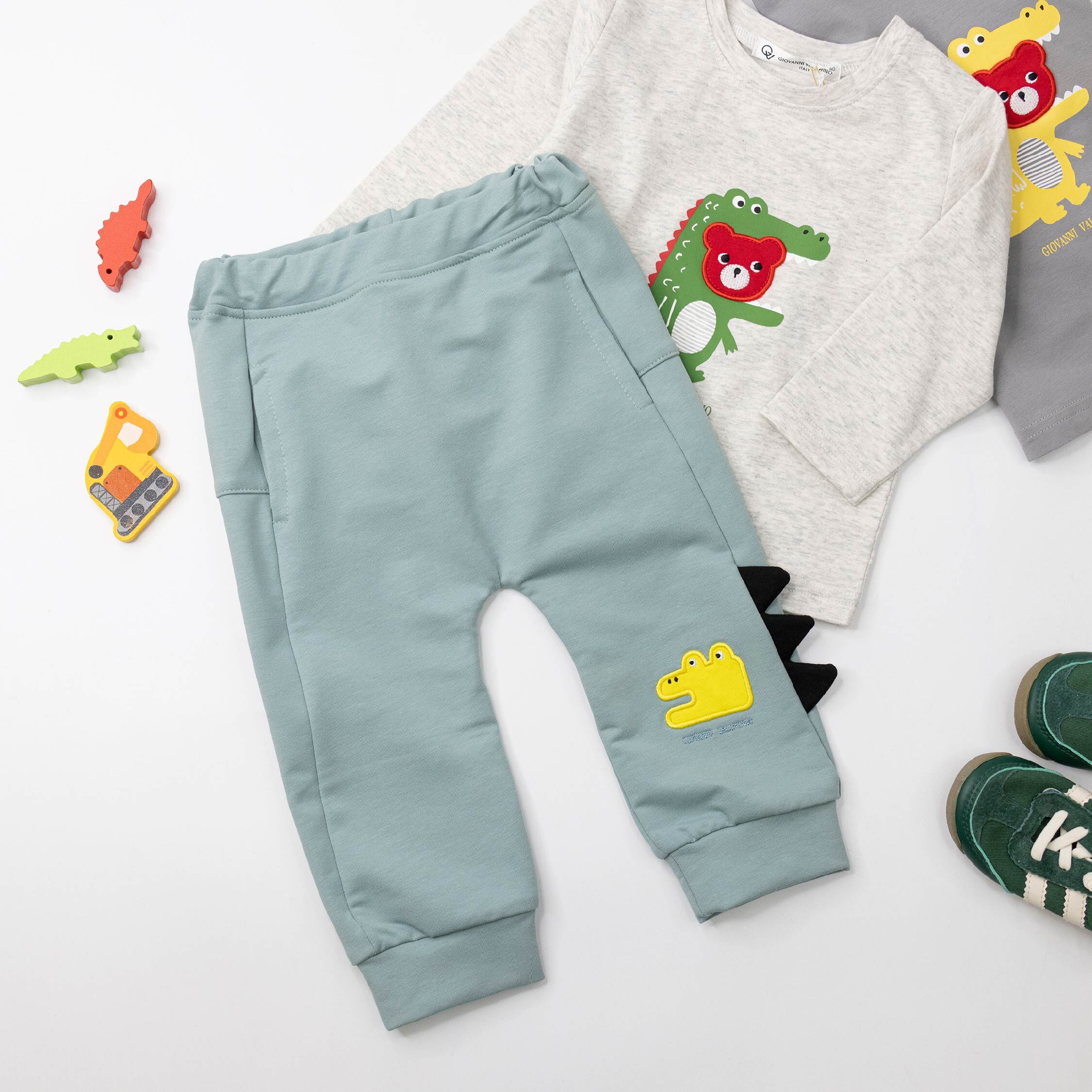 范侖鐵諾【32559】Q版鱷魚立體背鰭棉質長褲＊二色