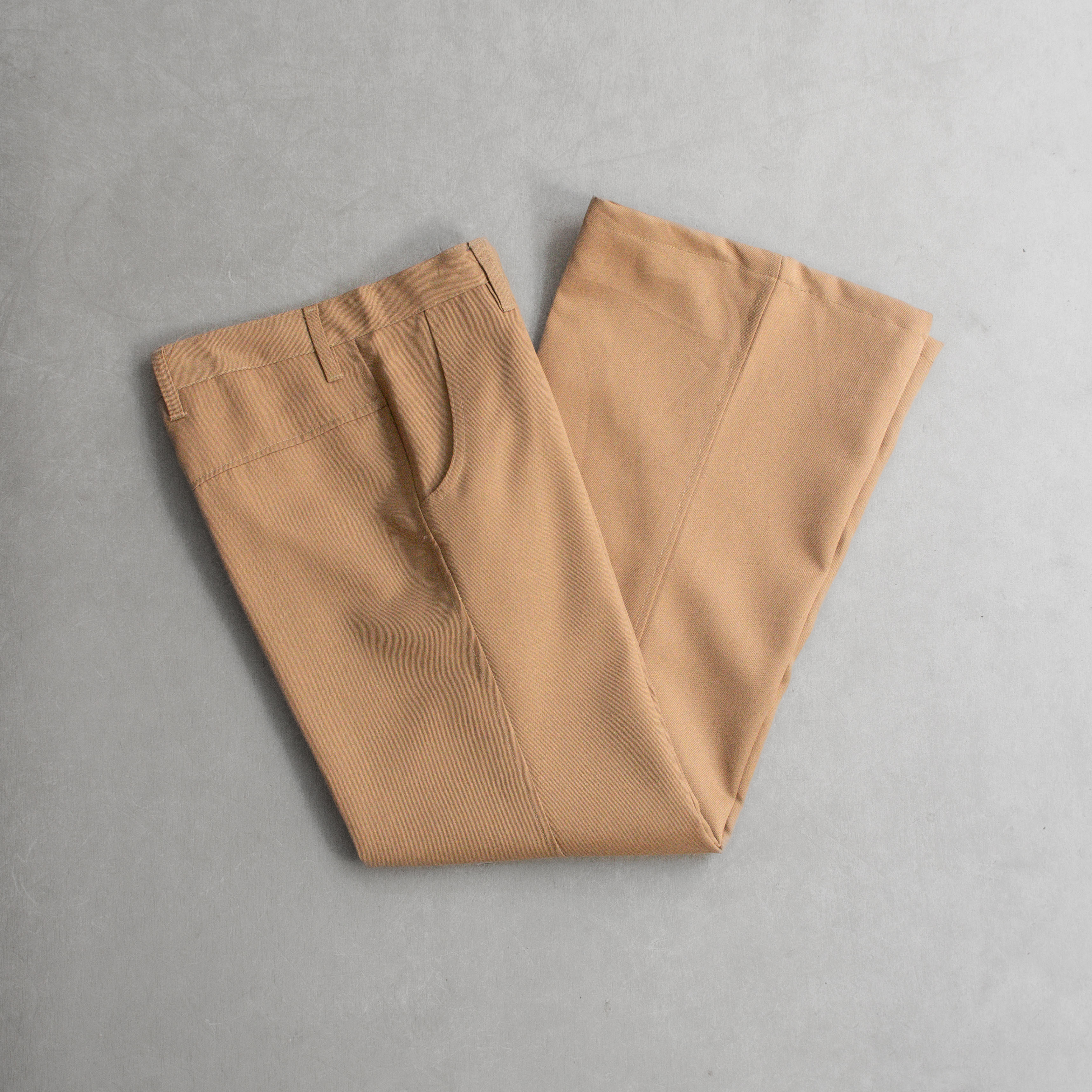 70-80S VINTAGE BELL SLACKS 美國 卡其 聚酯纖維 靴型 喇叭 西裝 長褲