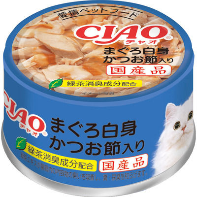 CIAO Whitey Tuna White Meat With Bonito Flakes (85gx24cans) #A-85