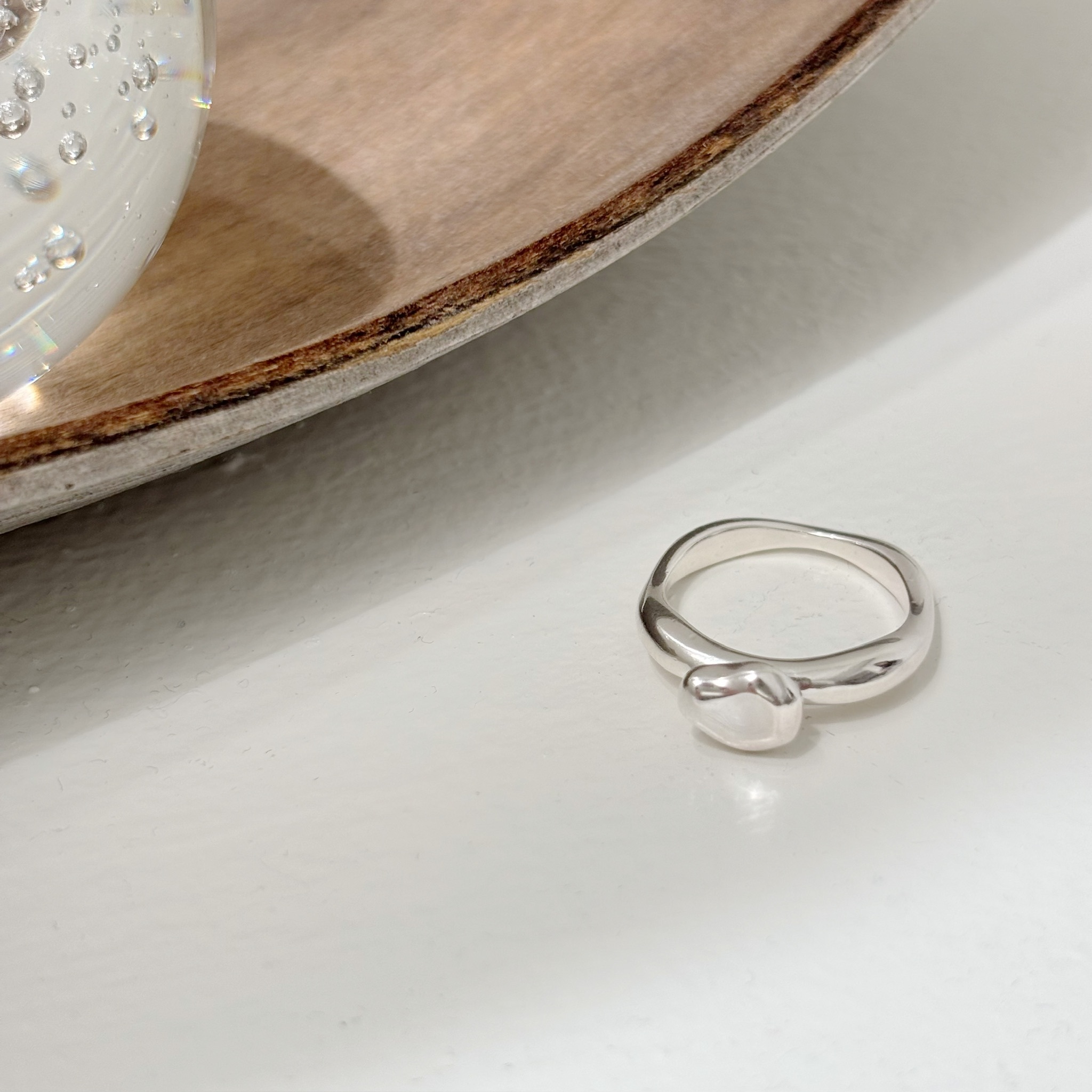 立體銀礦厚戒指