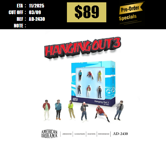 PO-$89 * AMERICAN DIORAMA * 1:64 Figure Set: Hanging Out 3 [OD29/08]