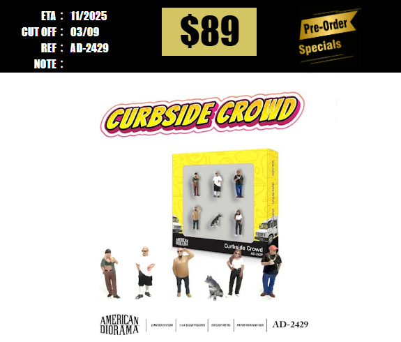 PO-$89 * AMERICAN DIORAMA * 1:64 Figure Set: Curbside Crowd [OD28/08]