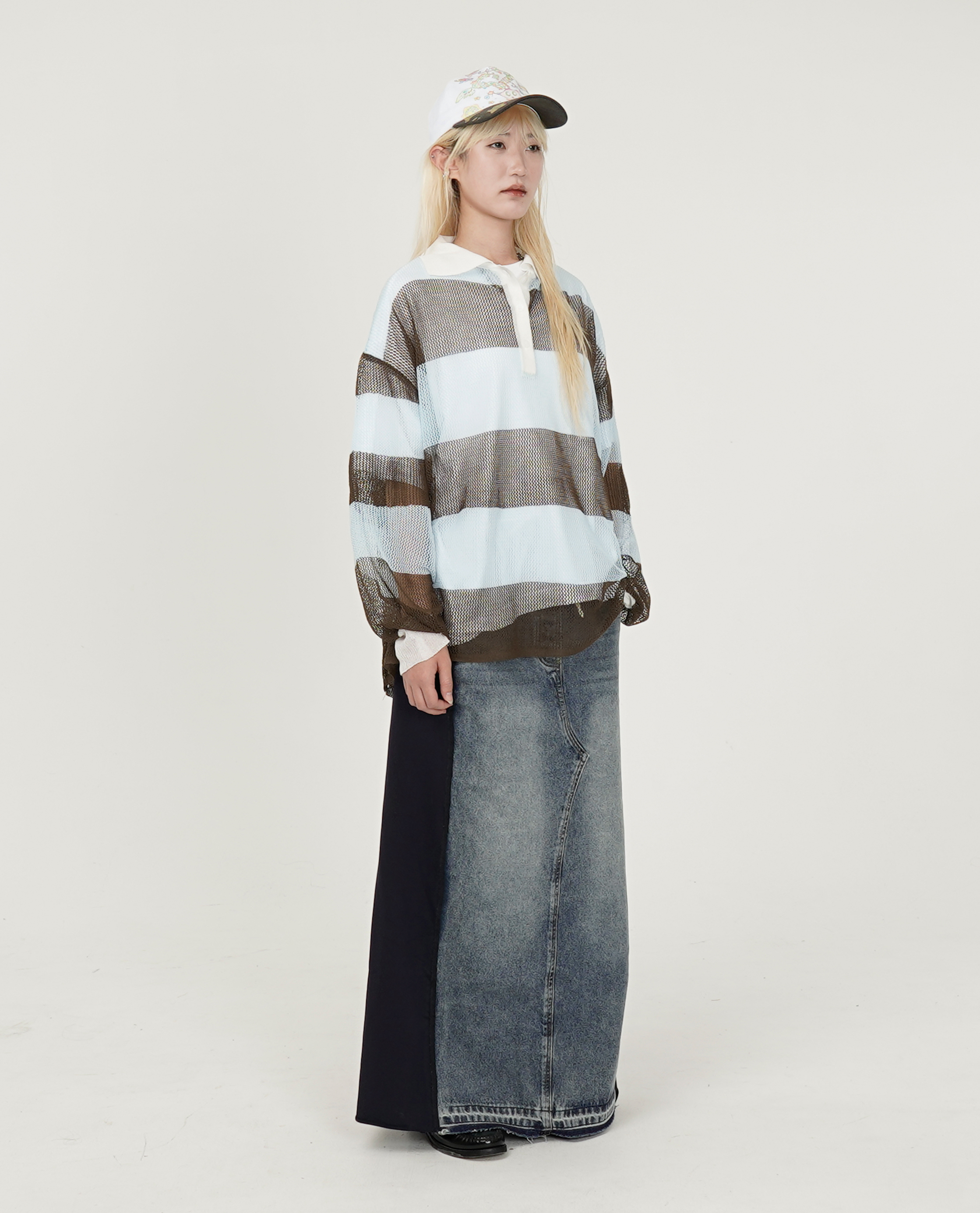 薄料條紋洞洞Polo