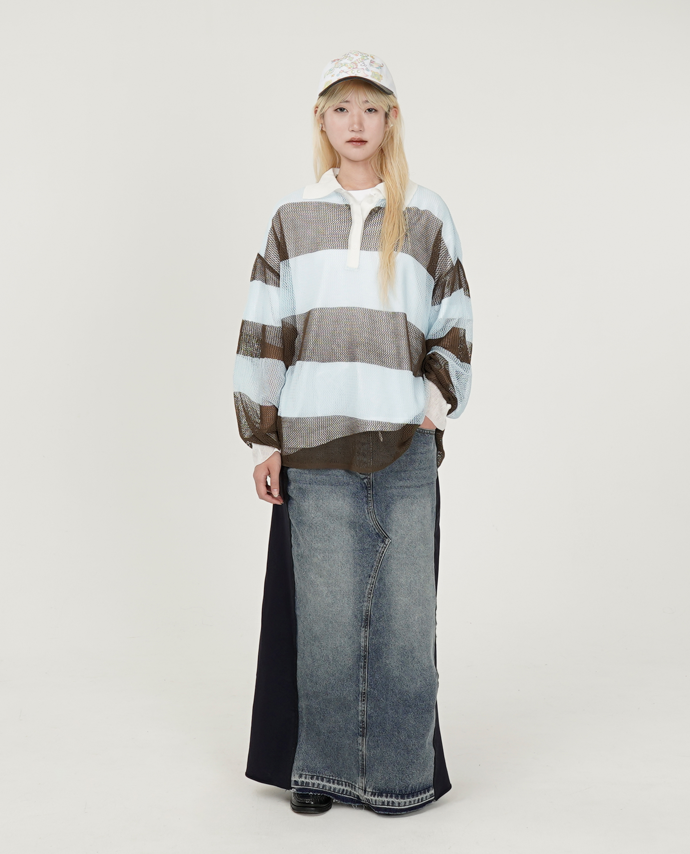 薄料條紋洞洞Polo