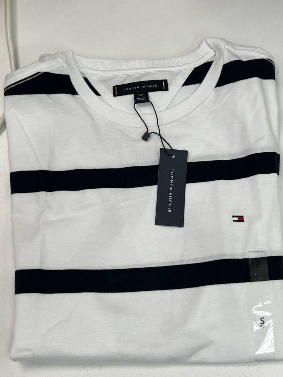 [S] TOMMY HILFIGER OPTIC WHITE STRIPE T-SHIRT, XM04243-100 (STH1445)