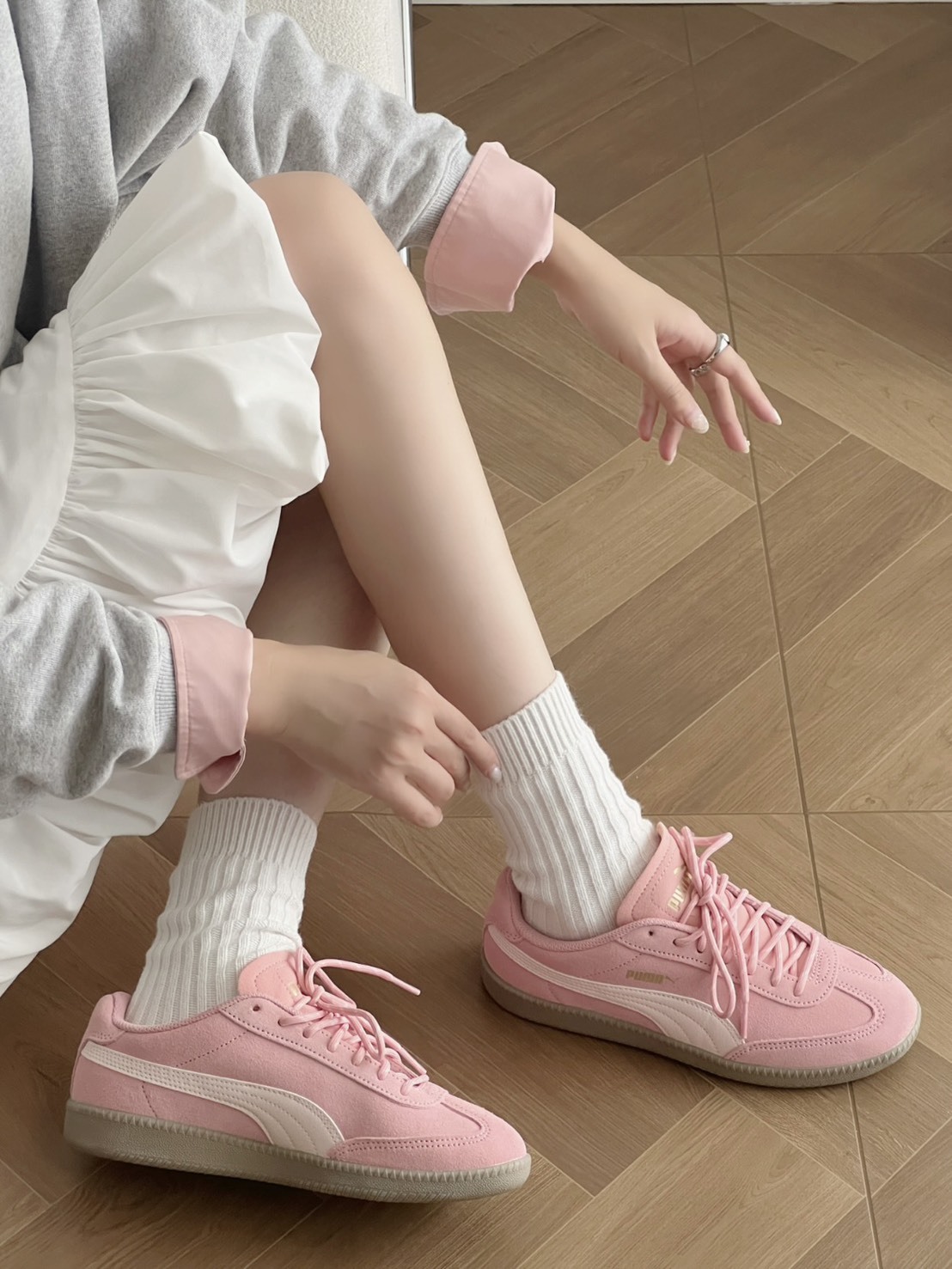 Puma 9-T suede 復古麂皮 櫻花霧粉