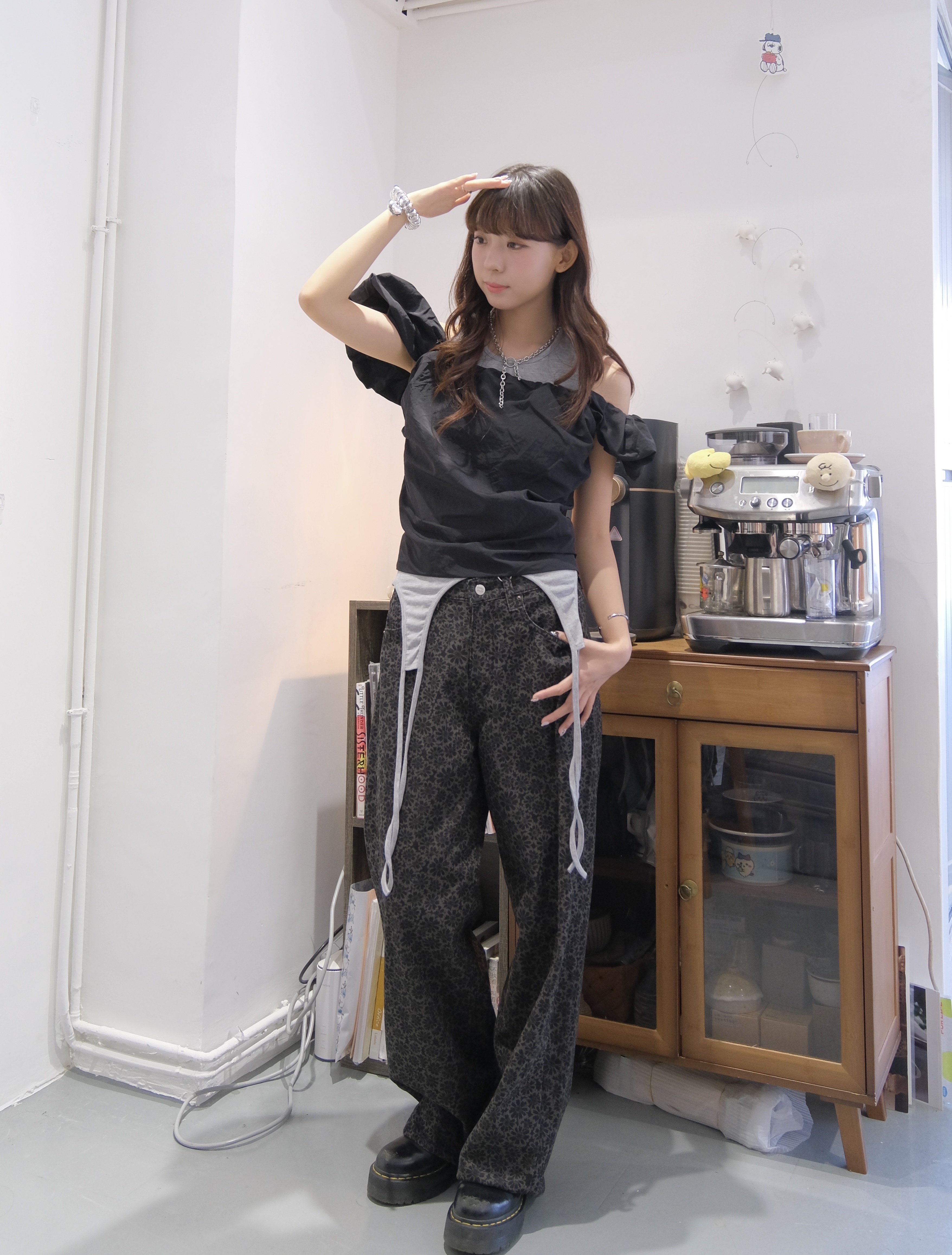 [兩色入] 2WAY 雲朵肩平口TOP(Black)