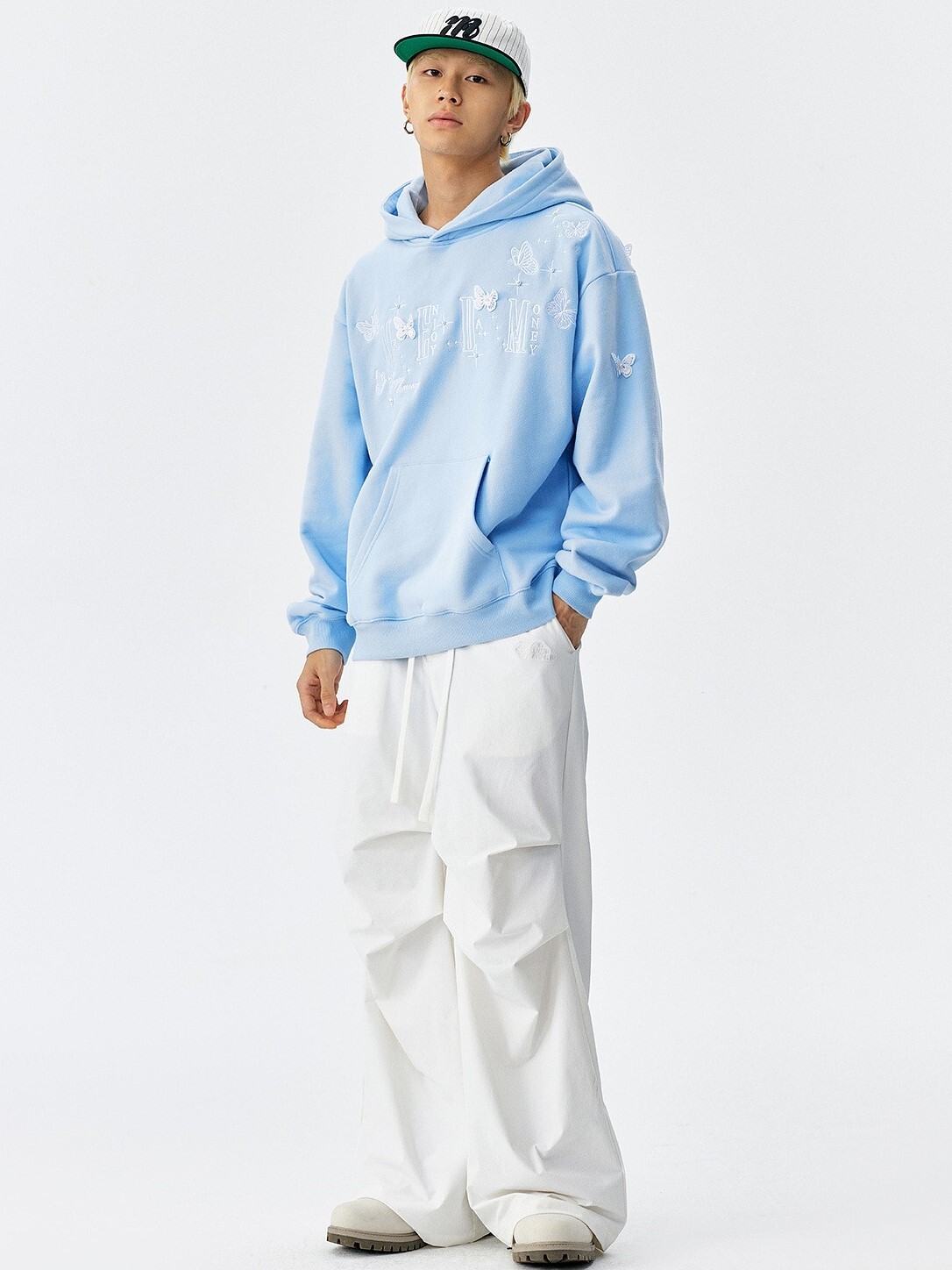 MEDM  抽繩 口袋刺繡Logo 雙膝打摺 尼龍長褲