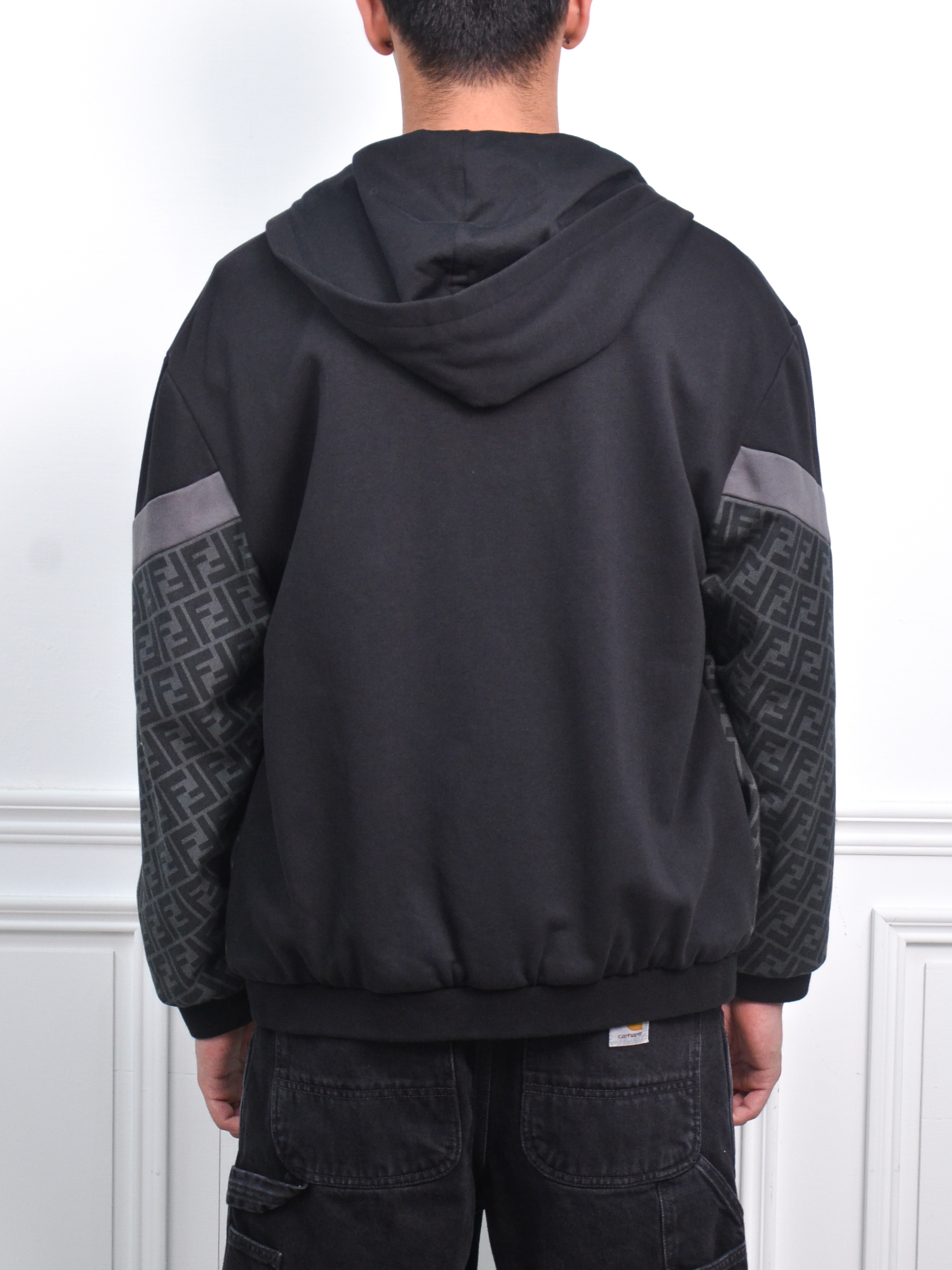Fendi  FF Motif Zip-Up Hoodie 滿版logo連帽外套【FAF709AN67】
