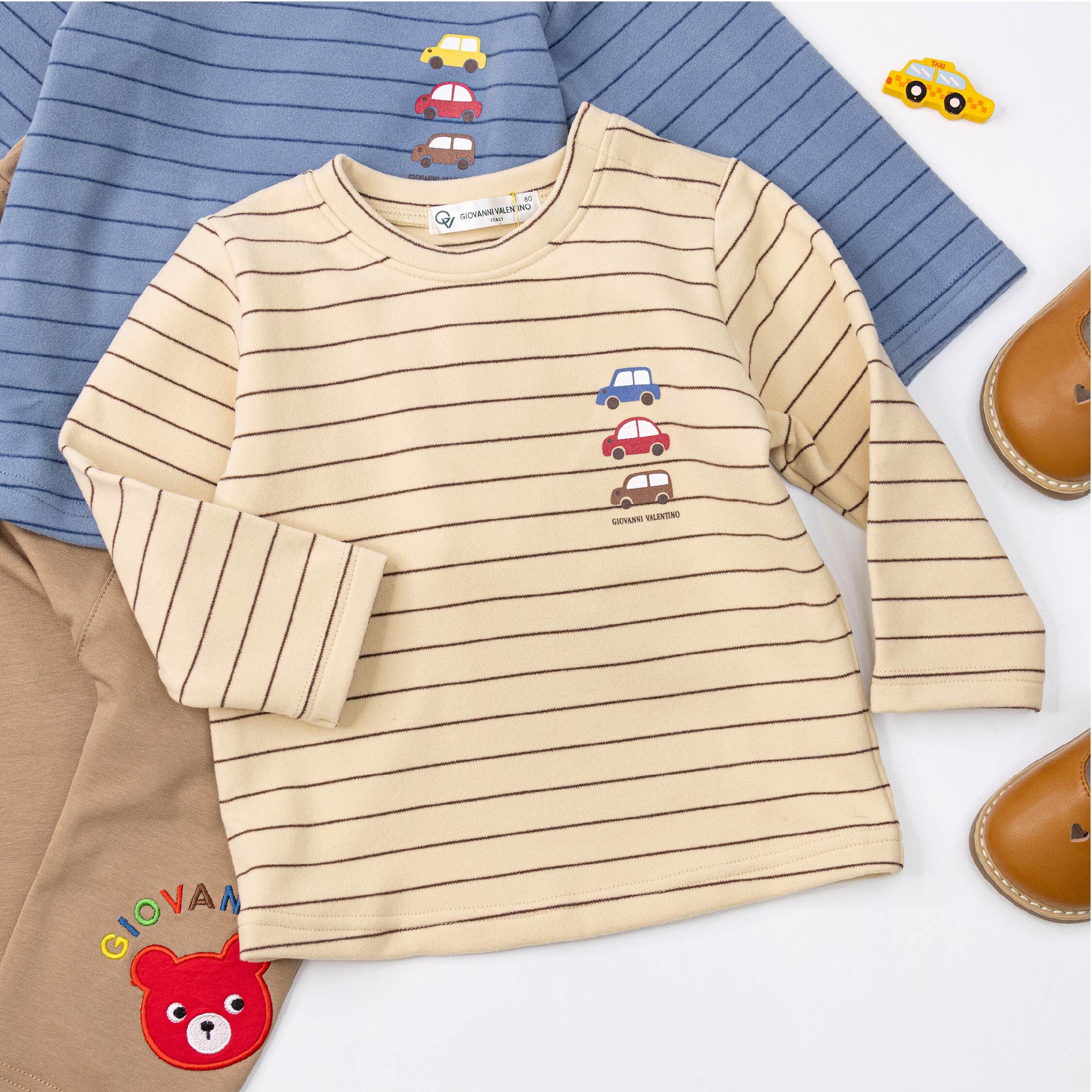 范侖鐵諾【32543】汽車三兄弟舒適條紋上衣＊二色